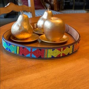 Men's Leather and Beaded Belt